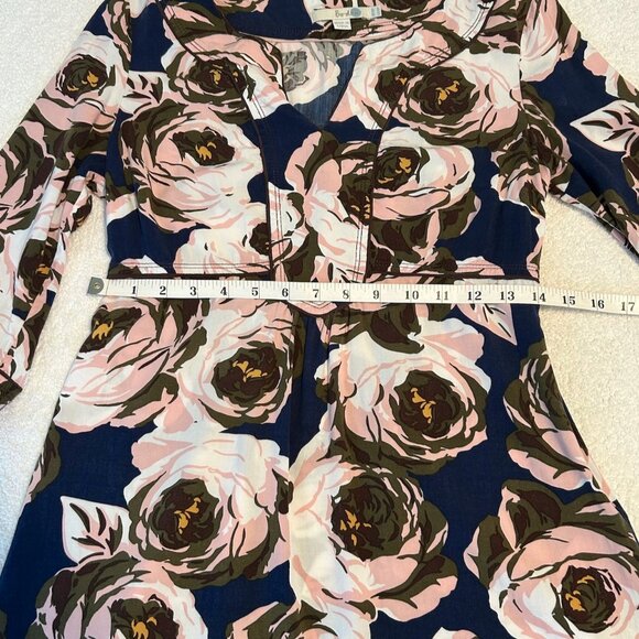 Boden mini dress/tunic in deep blue w pink floral SIZE 6P - Picture 10 of 12